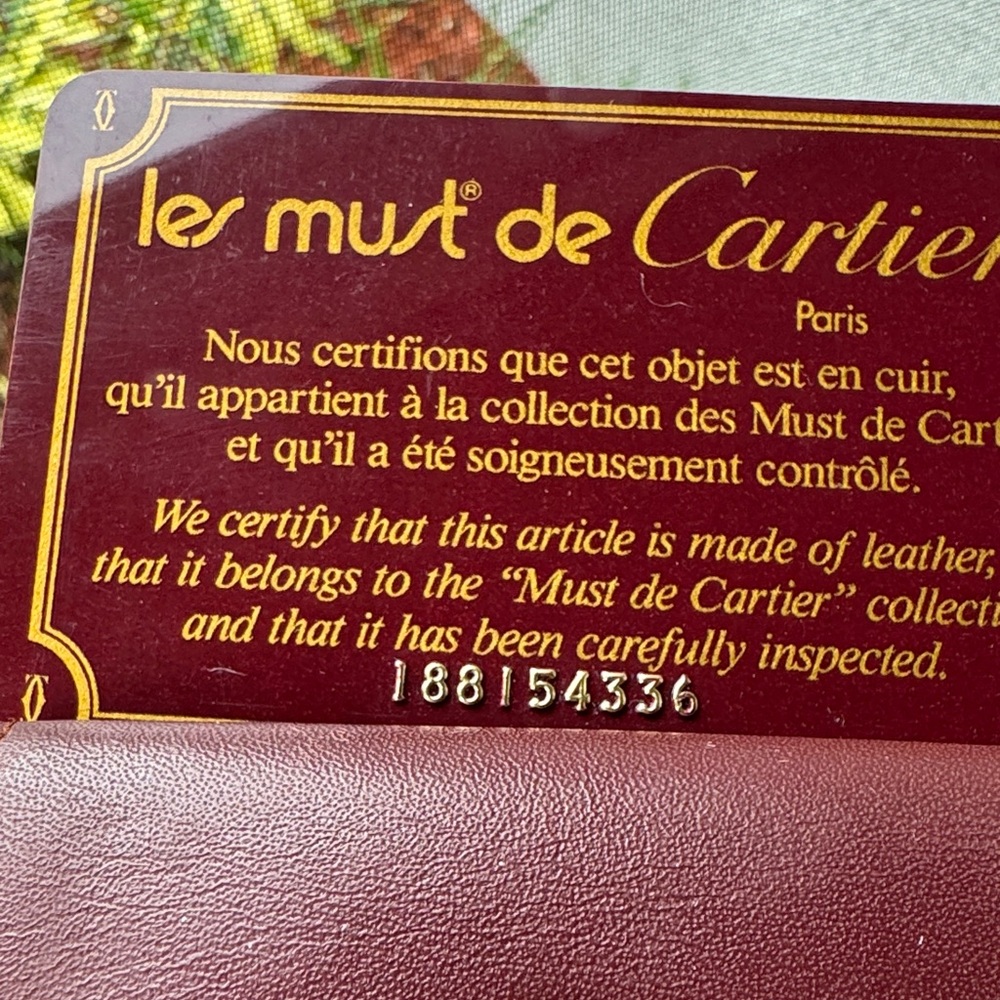 Cartier Burgundy Leather Compact Wallet with COA card - Picture 3 of 13